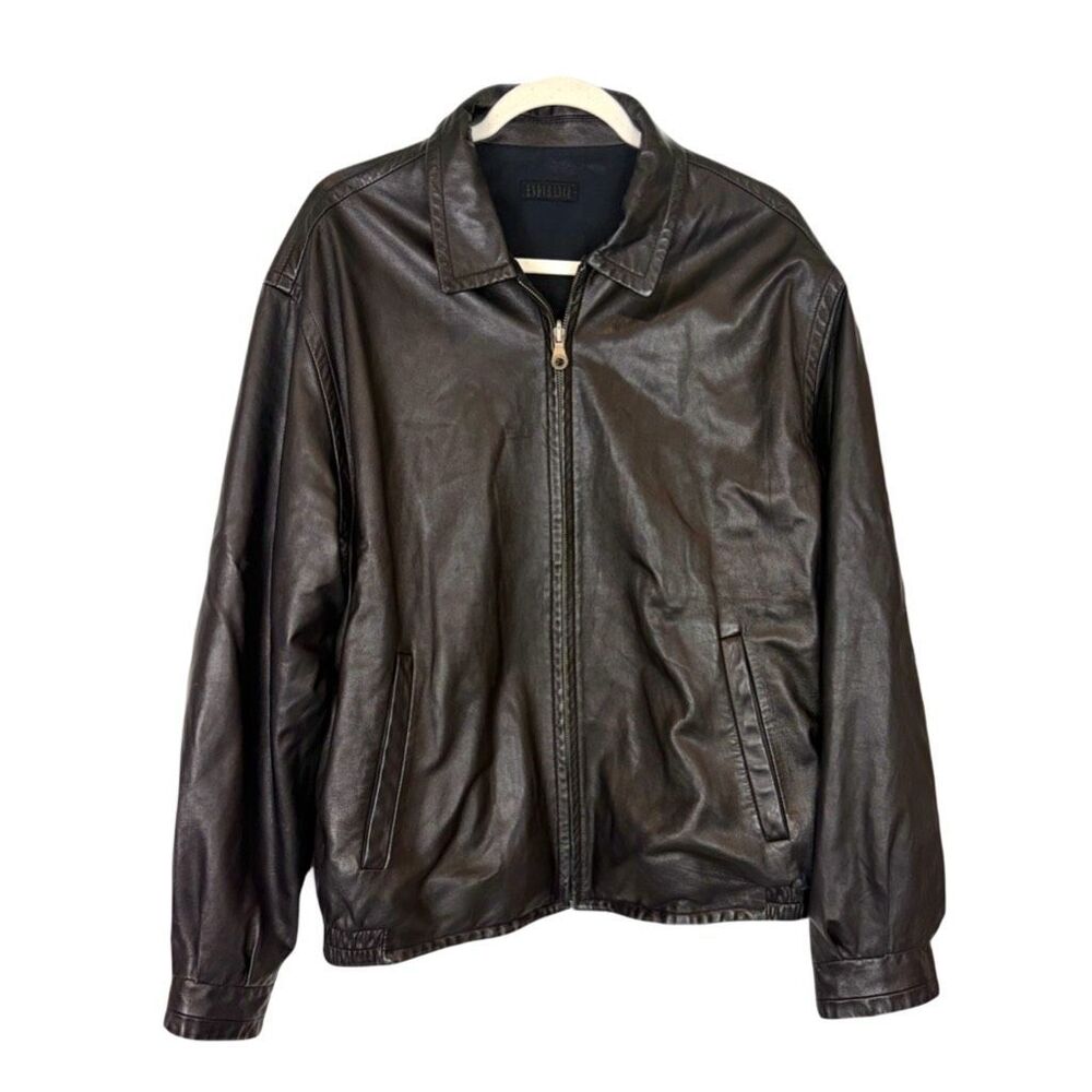 Robert Comstock Leather Jacket Mens 42 Black Reversible Endurance Lined Zip Up